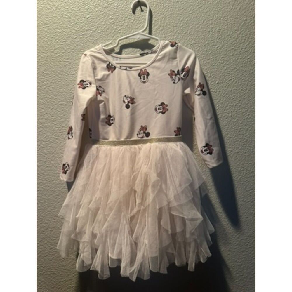 Disney Junior Minnie Mouse Print Girl Dress with Tulle Skirt Size 4T